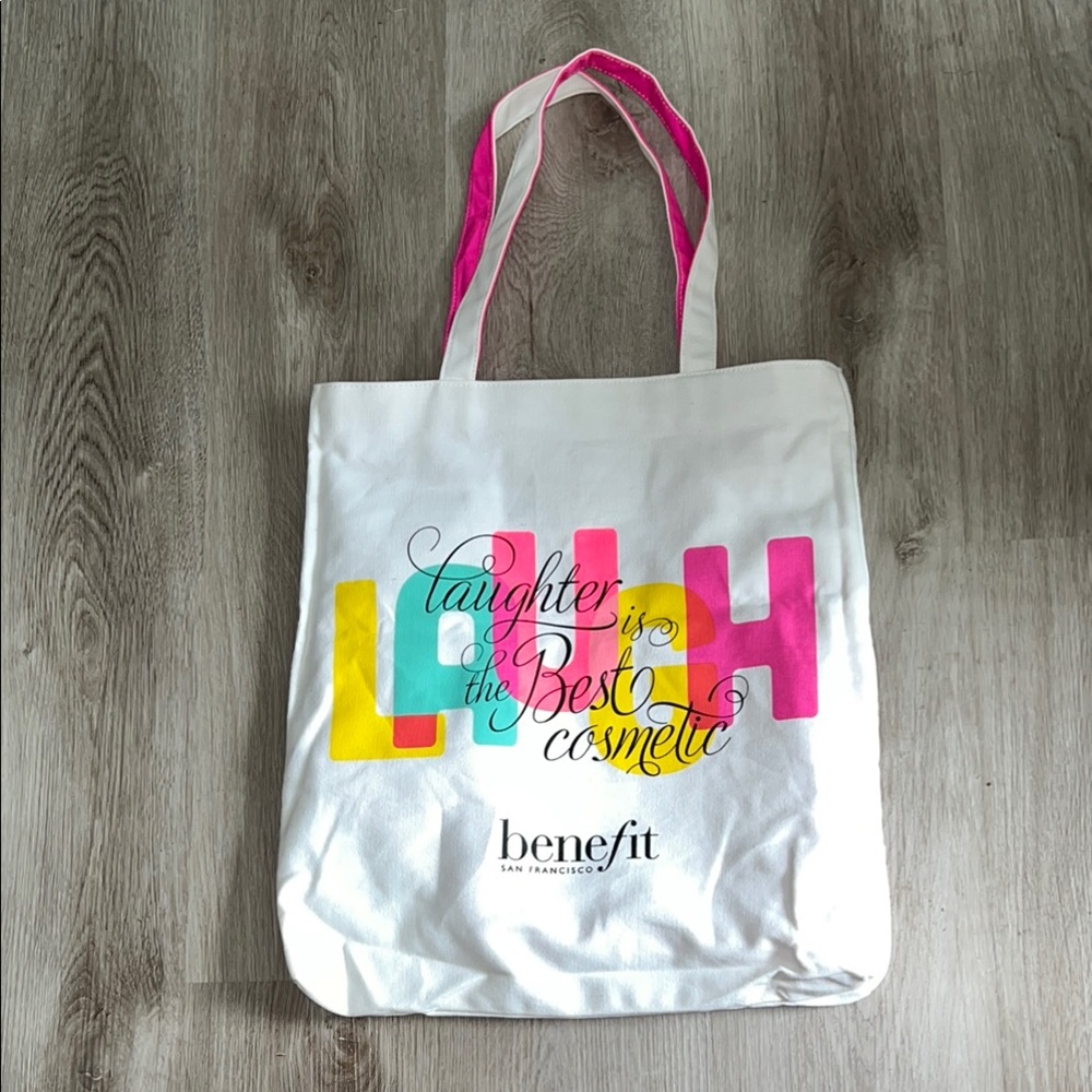 NWOT Benefit White and Pink Tote Bag